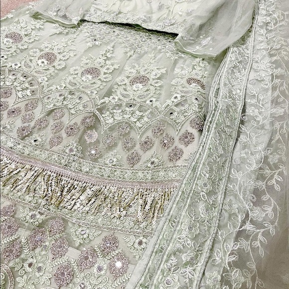 Designer Green Lehenga with sequins and mirror work - Picture 8 of 8